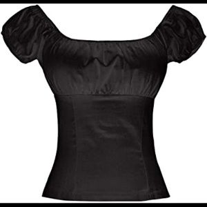 Pinup Girl Clothing -PUG Black Peasant top - Pinup Couture